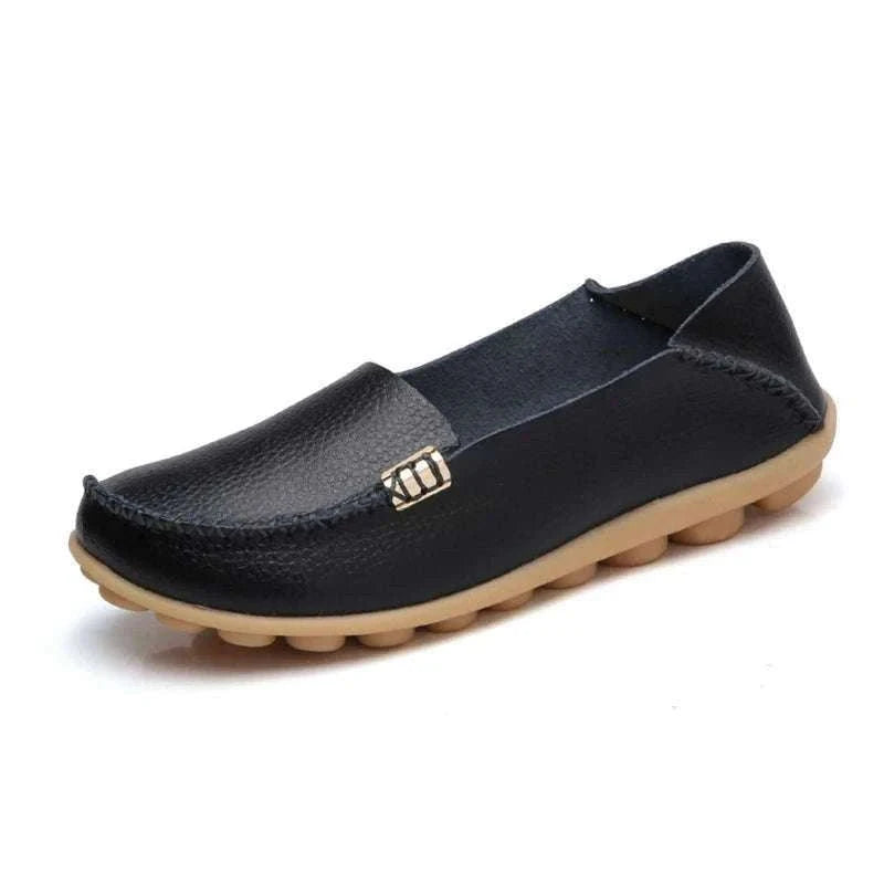 Women’s Retro Moccasin Slip-On Flats for Everyday Comfort-Beige / 36