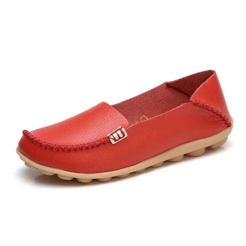 Women’s Retro Moccasin Slip-On Flats for Everyday Comfort-Beige / 36