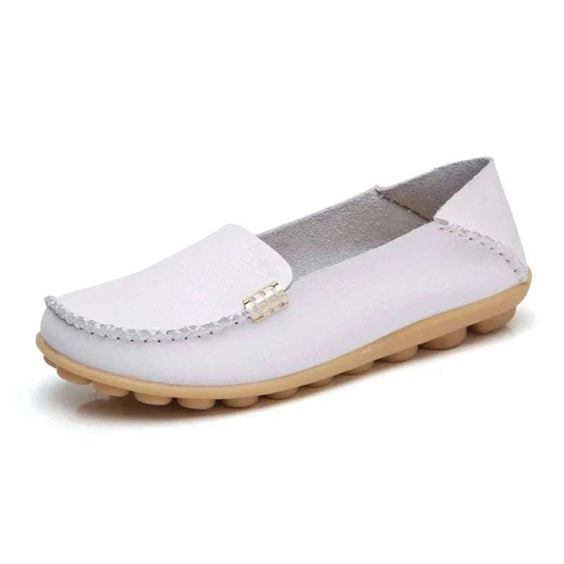Women’s Retro Moccasin Slip-On Flats for Everyday Comfort-Beige / 36