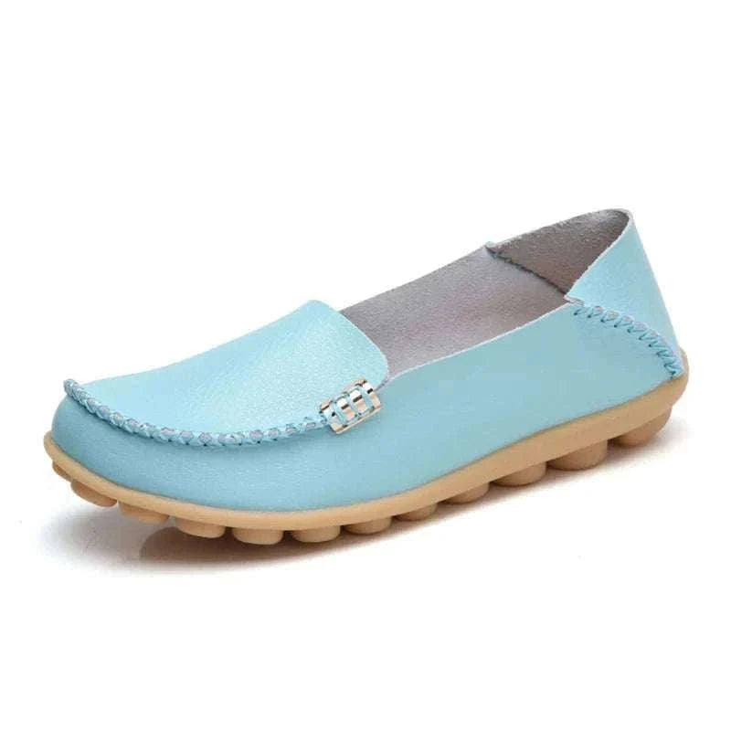 Women’s Retro Moccasin Slip-On Flats for Everyday Comfort-Beige / 36