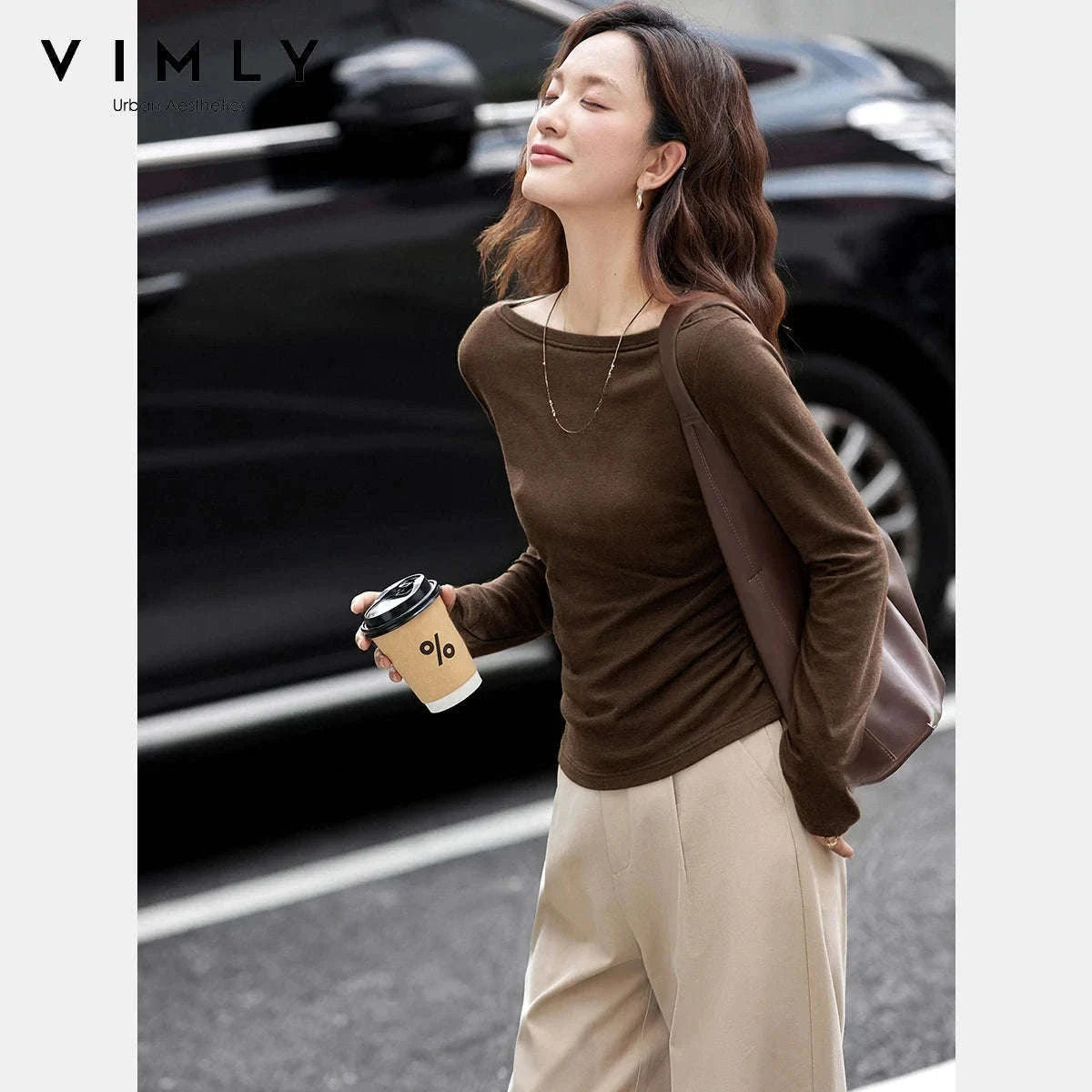 Women’s Slim Fit Slash Neck Long Sleeve Stretch Knit Top-Gray Striped tee / S