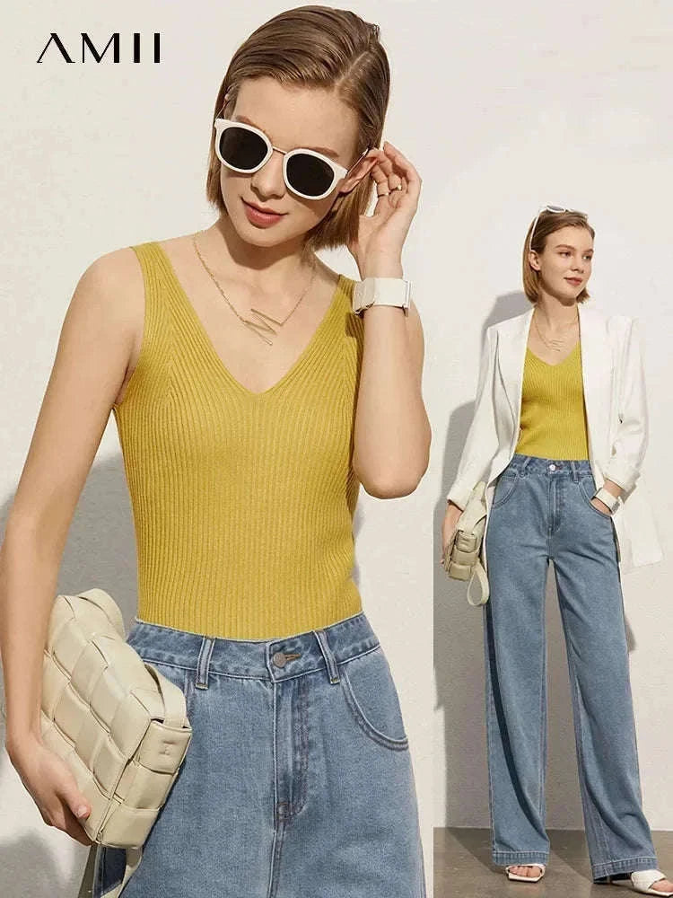 Women’s Slim Fit V-Neck Camisole Top for Office and Summer Wear-green / M