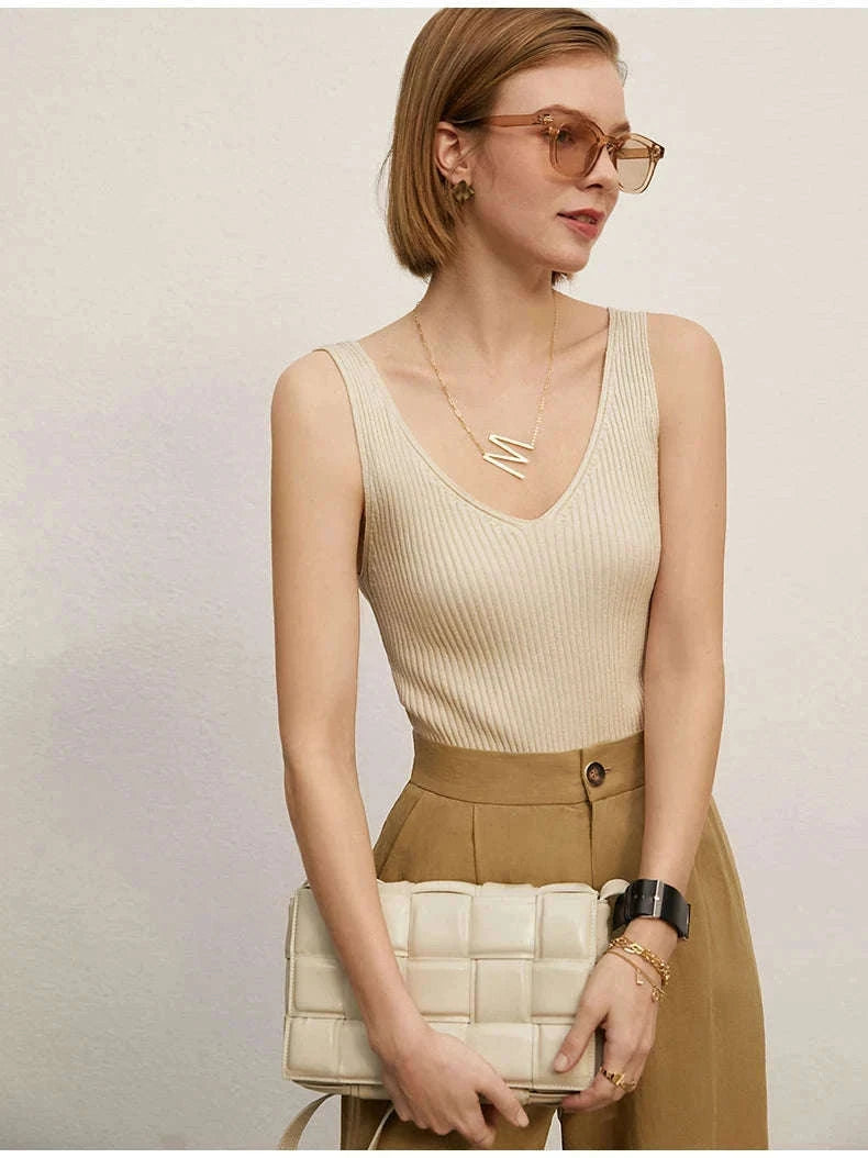 Women’s Slim Fit V-Neck Camisole Top for Office and Summer Wear-green / M