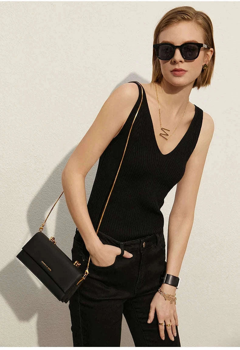 Women’s Slim Fit V-Neck Camisole Top for Office and Summer Wear-green / M