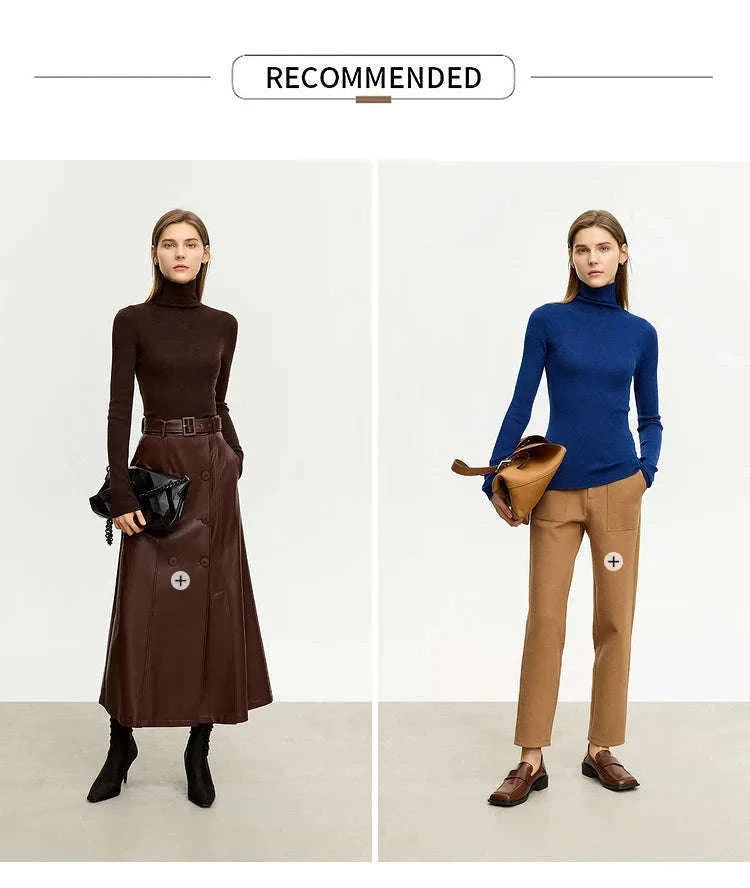 Women’s Slim Fit Wool Turtleneck Sweater – Soft Stretch Winter Pullover-coffee12323075 / M