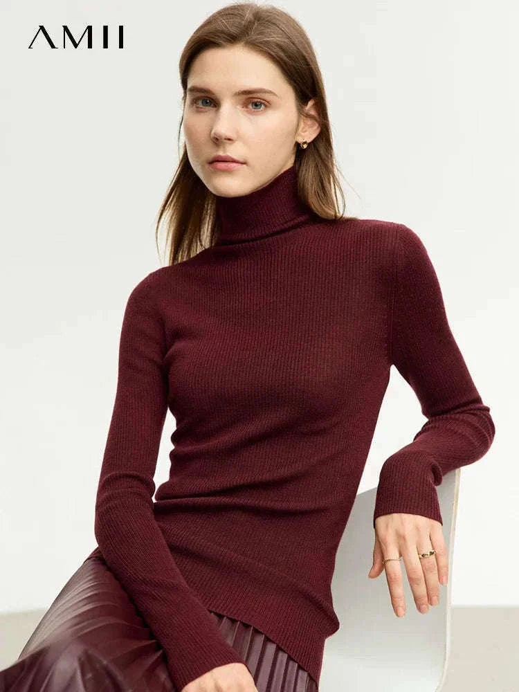 Women’s Slim Fit Wool Turtleneck Sweater – Soft Stretch Winter Pullover-coffee12323075 / M