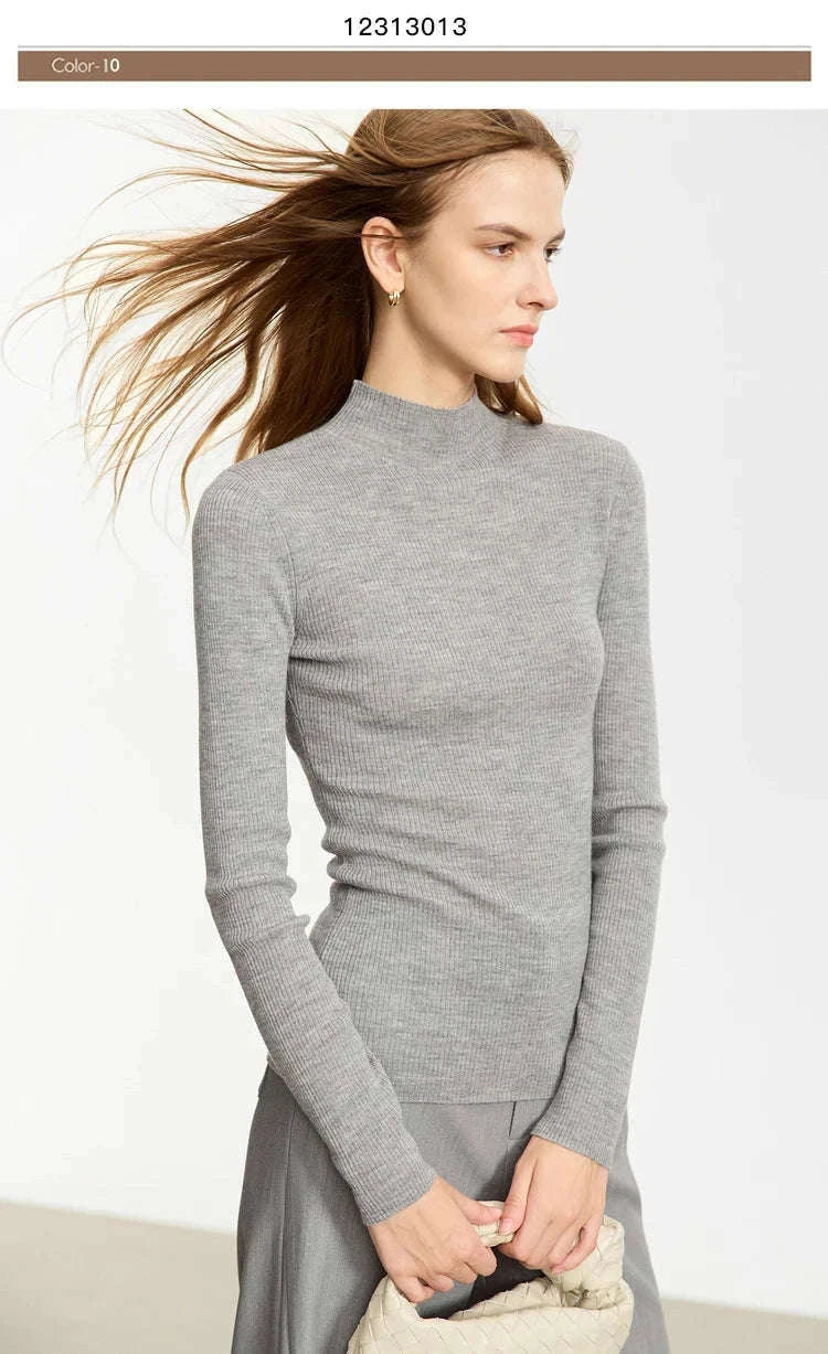 Women’s Slim Fit Wool Turtleneck Sweater – Soft Stretch Winter Pullover-coffee12323075 / M