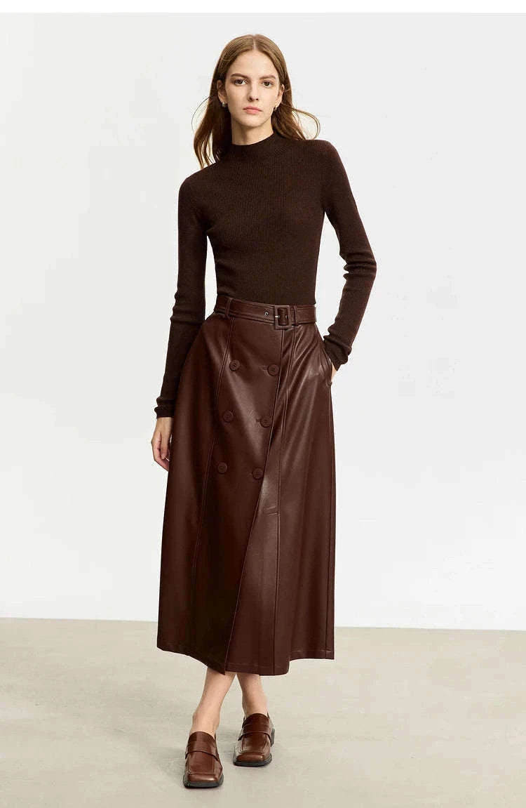Women’s Slim Fit Wool Turtleneck Sweater – Soft Stretch Winter Pullover-coffee12323075 / M