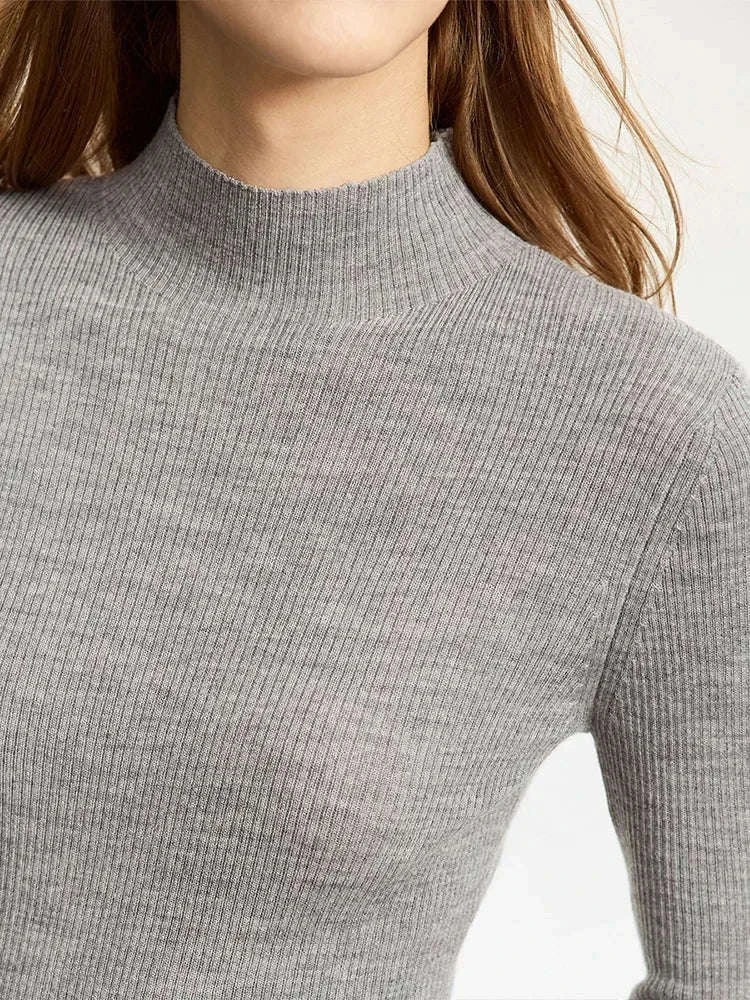 Women’s Slim Fit Wool Turtleneck Sweater – Soft Stretch Winter Pullover-coffee12323075 / M