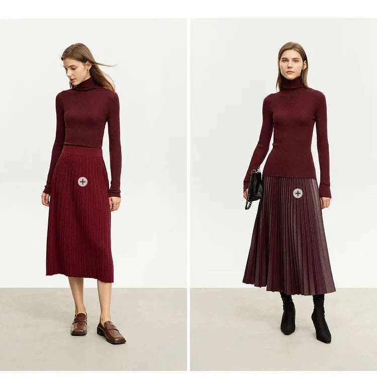 Women’s Slim Fit Wool Turtleneck Sweater – Soft Stretch Winter Pullover-coffee12323075 / M