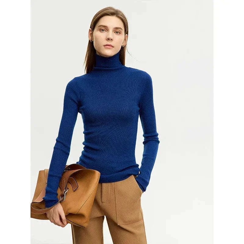 Women’s Slim Fit Wool Turtleneck Sweater – Soft Stretch Winter Pullover-coffee12323075 / M