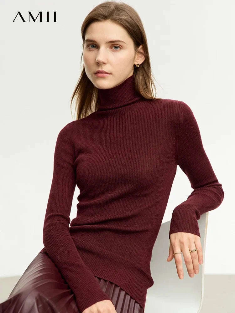 Women’s Slim Fit Wool Turtleneck Sweater – Soft Stretch Winter Pullover-coffee12323075 / S