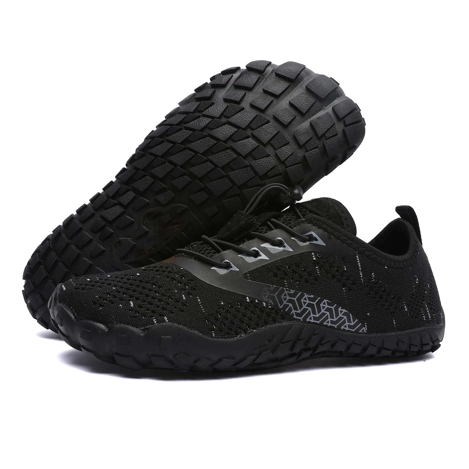 Women's Wide Barefoot Trail Running Shoes-Black-Green / 36