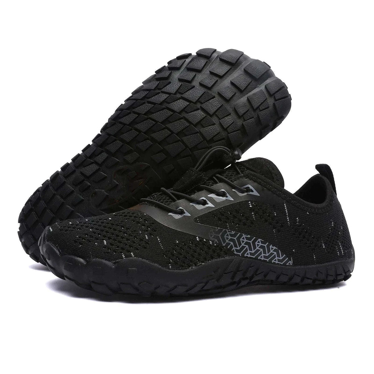 Women's Wide Barefoot Trail Running Shoes-Black-Green / 36