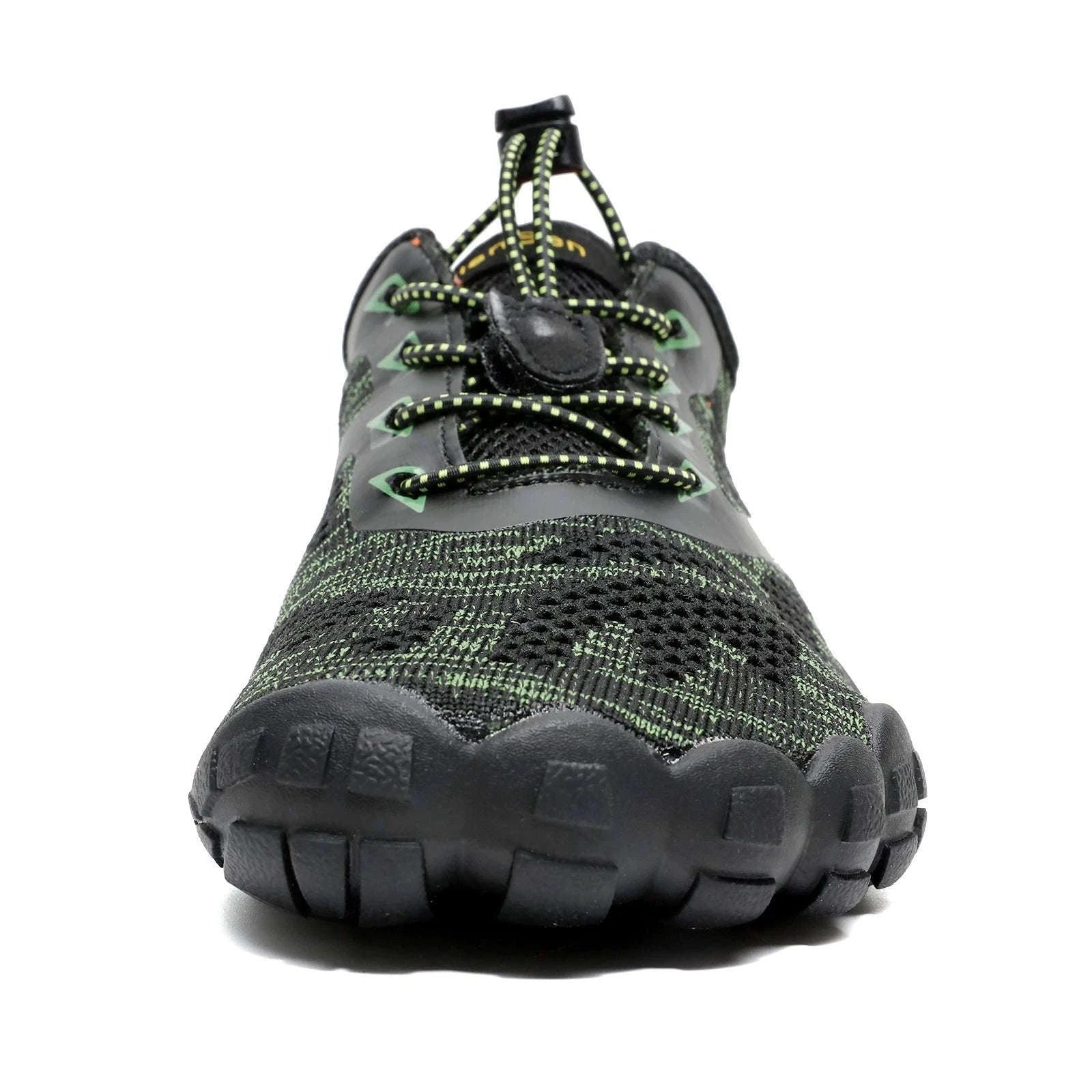 Women's Wide Barefoot Trail Running Shoes-Black-Green / 36