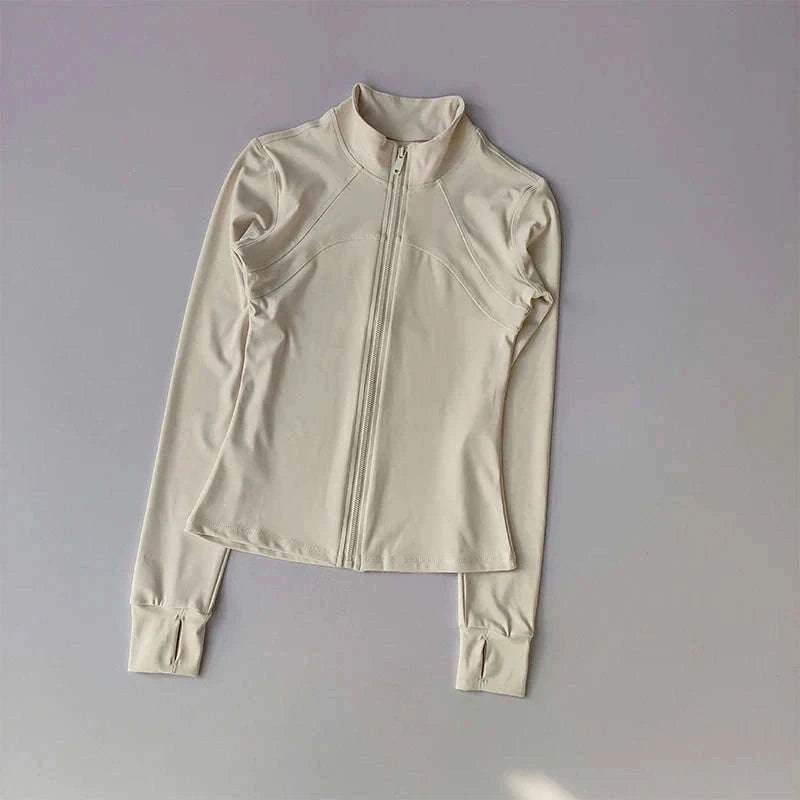 Women's Yoga Jacket with Breathable Comfort and Flexible Fit-M / beige