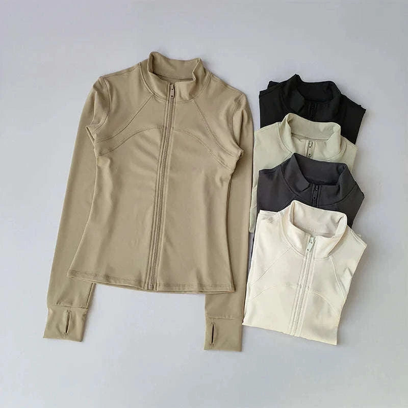 Women's Yoga Jacket with Breathable Comfort and Flexible Fit-M / beige