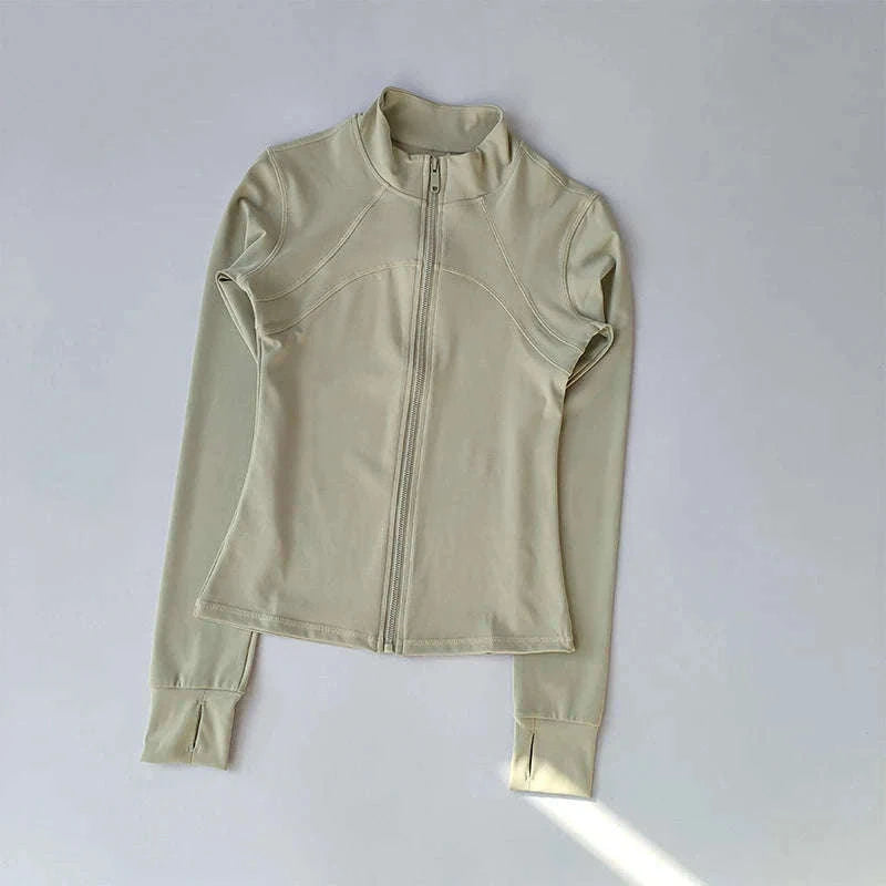 Women's Yoga Jacket with Breathable Comfort and Flexible Fit-M / beige