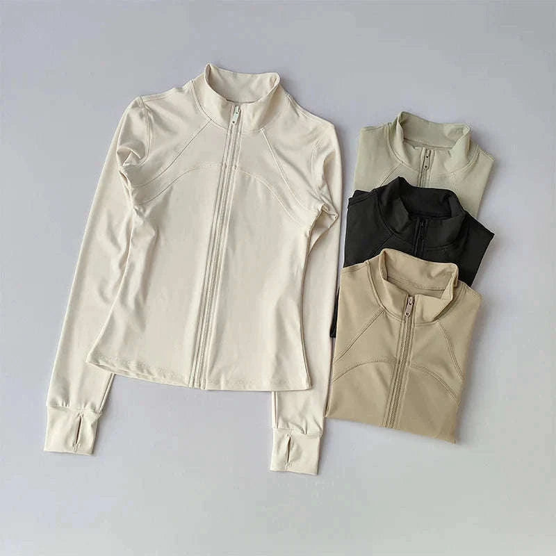 Women's Yoga Jacket with Breathable Comfort and Flexible Fit-M / beige