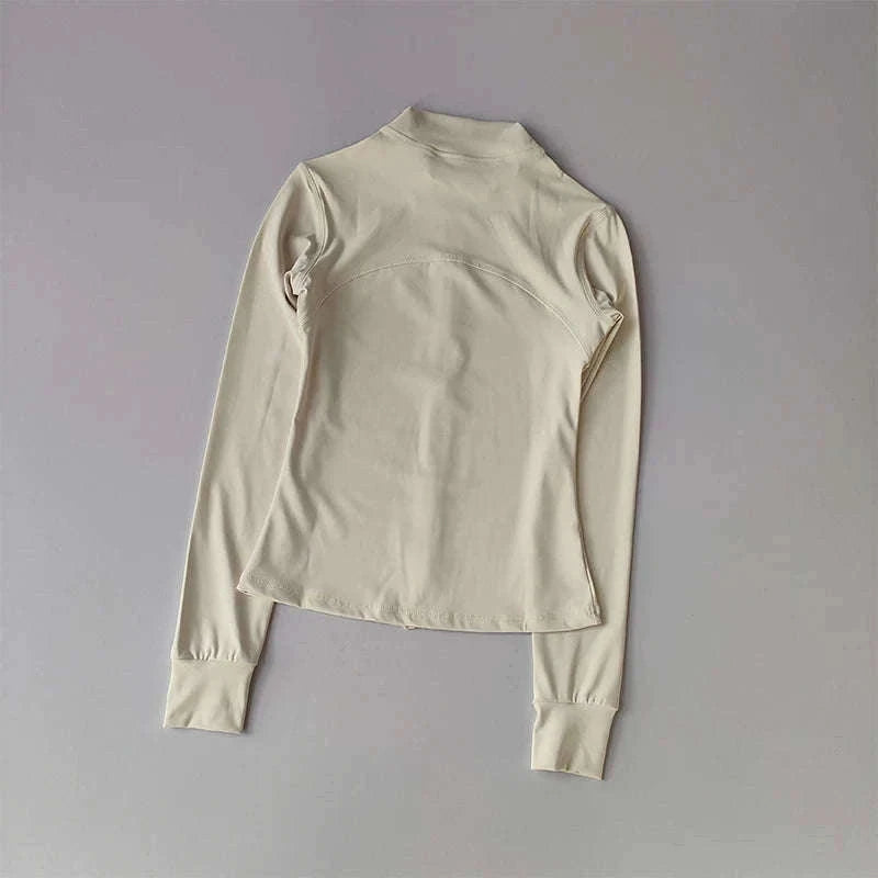 Women's Yoga Jacket with Breathable Comfort and Flexible Fit-M / beige