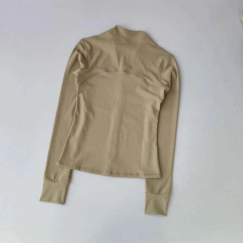 Women's Yoga Jacket with Breathable Comfort and Flexible Fit-M / beige