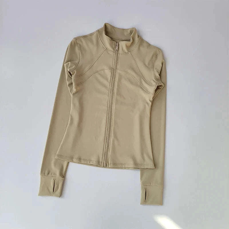 Women's Yoga Jacket with Breathable Comfort and Flexible Fit-M / beige