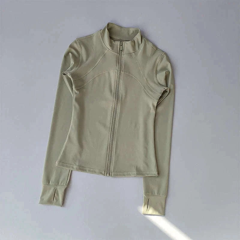Women's Yoga Jacket with Breathable Comfort and Flexible Fit-M / beige