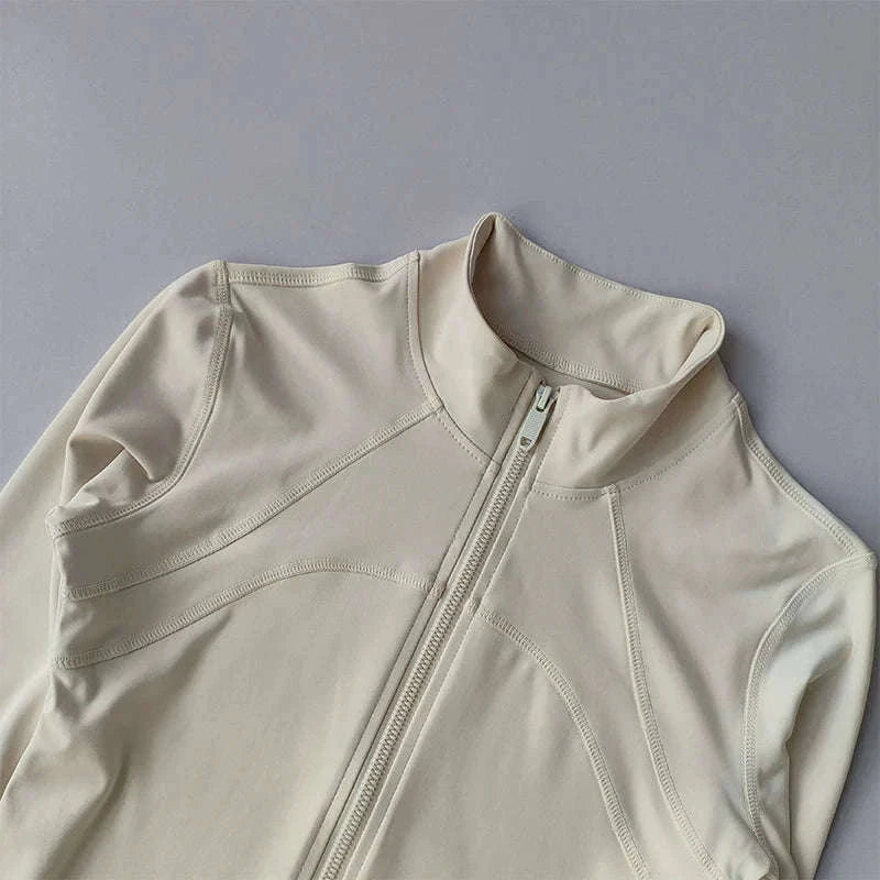 Women's Yoga Jacket with Breathable Comfort and Flexible Fit-M / beige