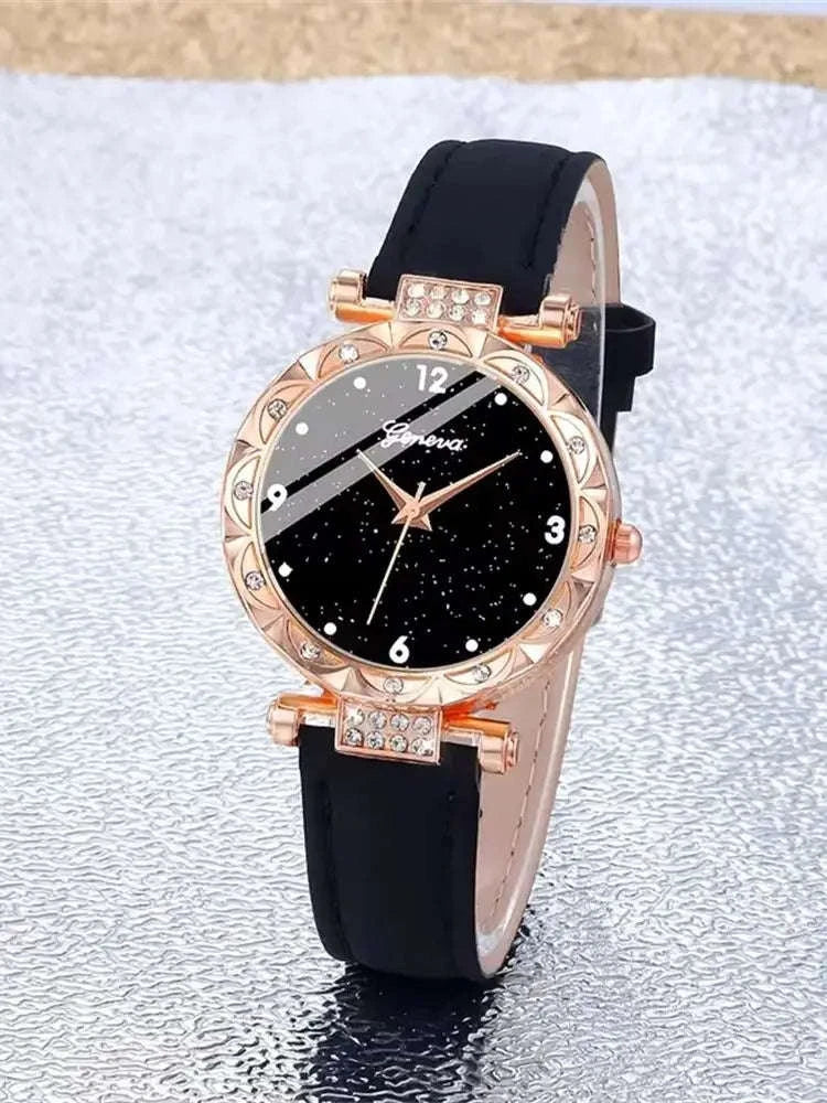 Womens Watches Luxury Rhinestone 5‑Piece Set-HHS