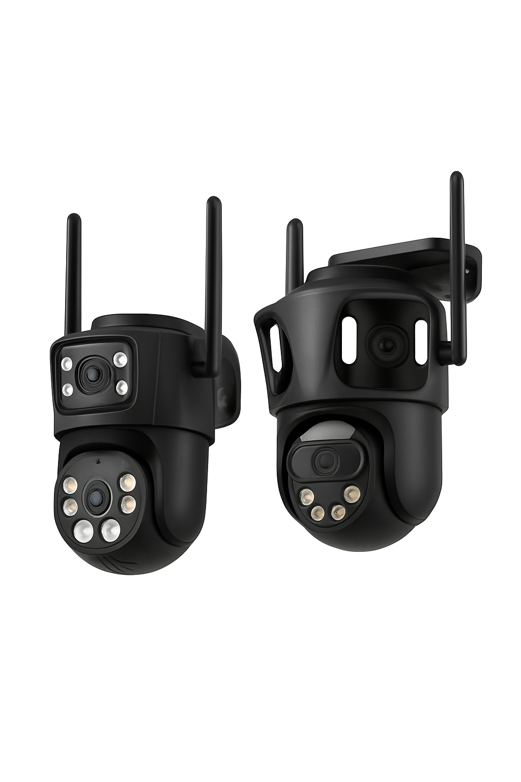 3-Lens 3-Screen WiFi IP Camera with Human Detection, PTZ, IP66 Waterproof