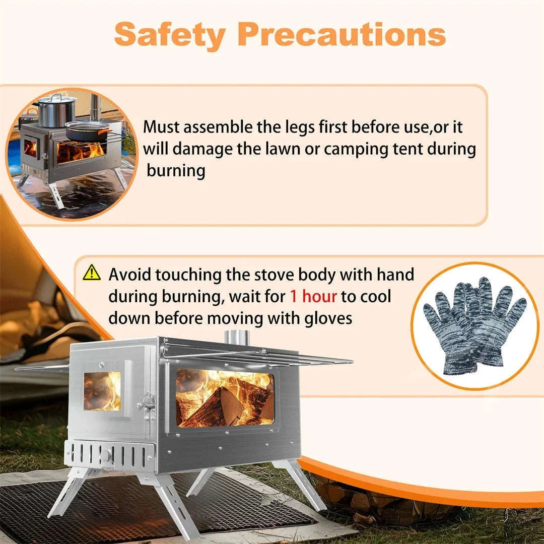 Wood Burning Stove for Camping, Tent Heating and Cooking-Australia