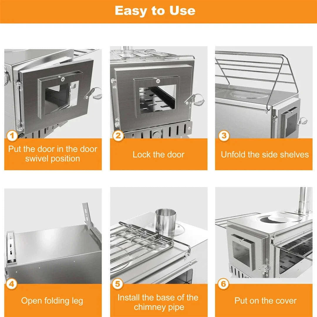Wood Burning Stove for Camping, Tent Heating and Cooking-Australia