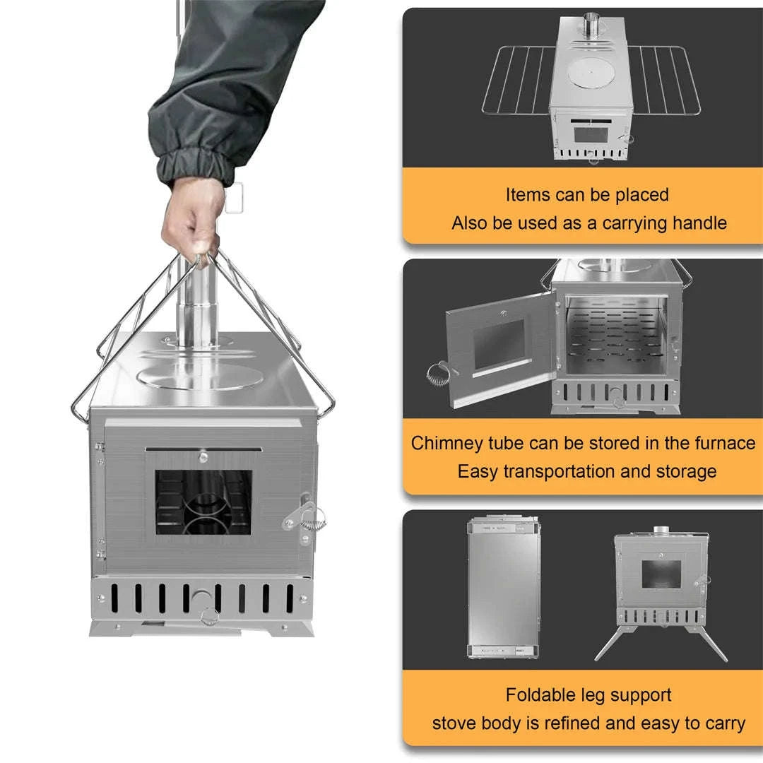Wood Burning Stove for Camping, Tent Heating and Cooking-Australia