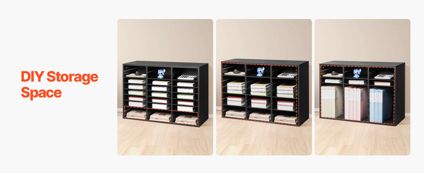 Wood Literature Organizer Mail Sorter for Office, Home, Classroom-36Squares Dark Brown / United States