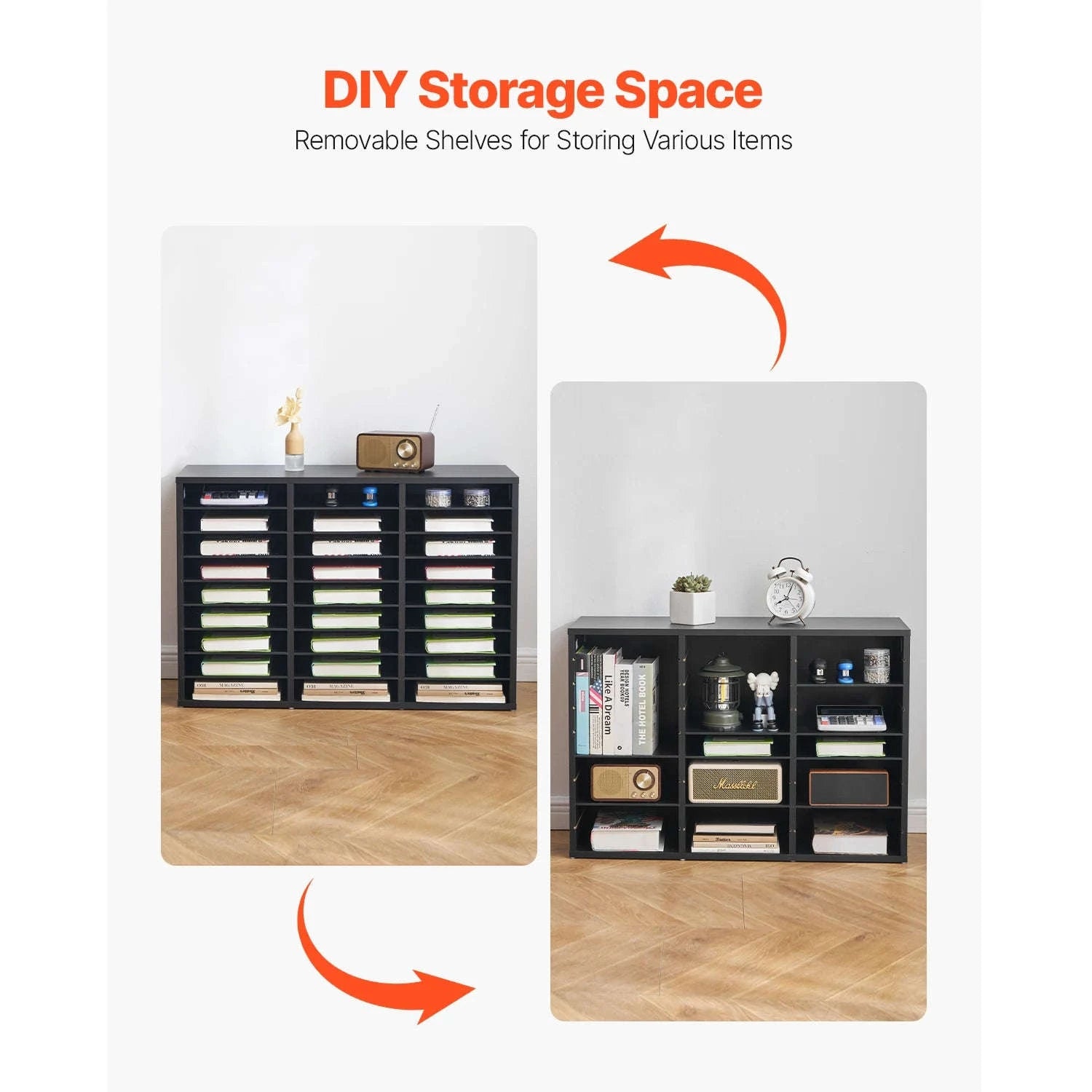 Wood Literature Organizer Mail Sorter for Office, Home, Classroom-36Squares Dark Brown / United States