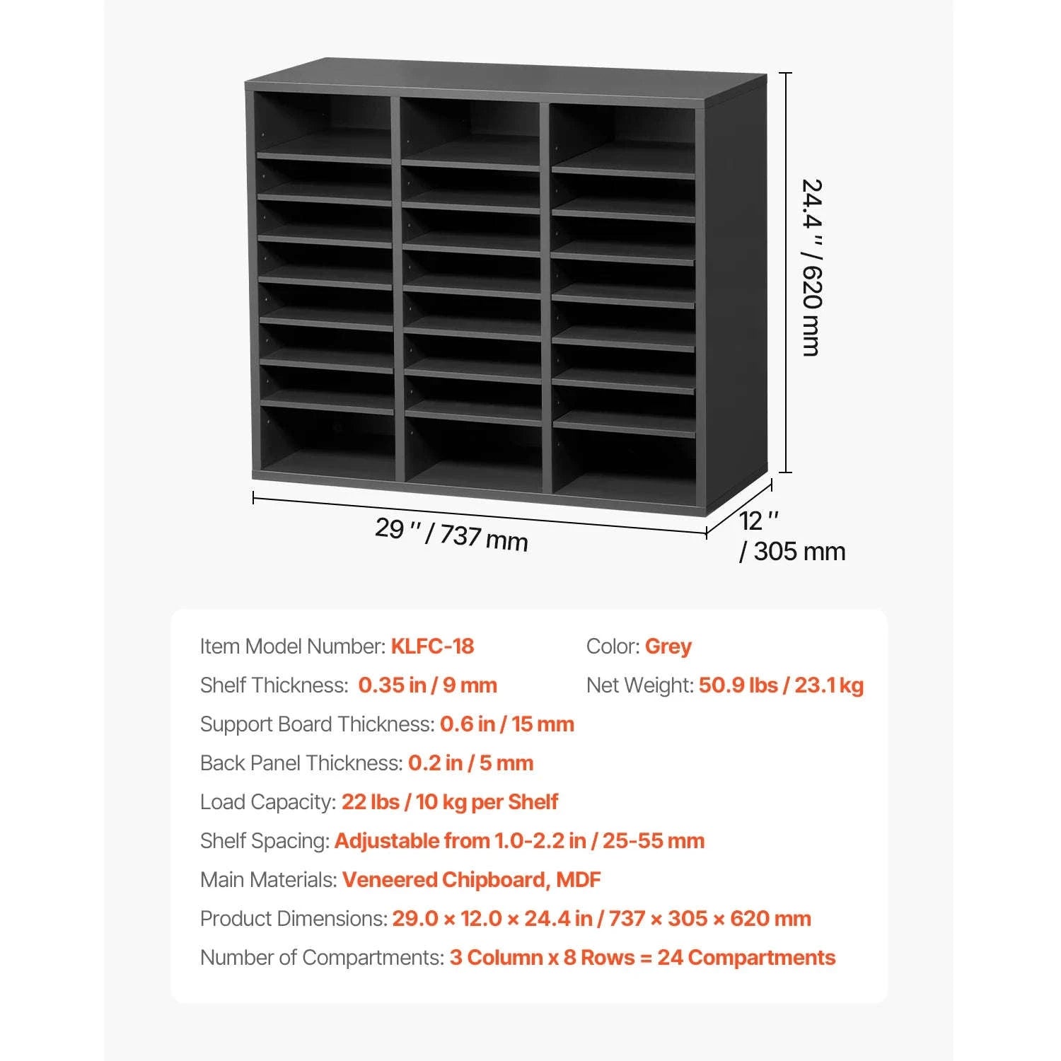Wood Literature Organizer Mail Sorter for Office, Home, Classroom-36Squares Dark Brown / United States