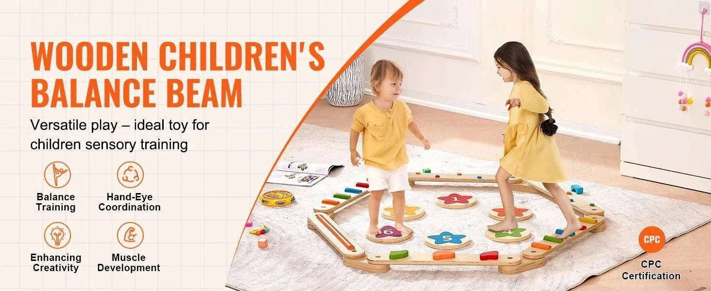 Wooden Balance Beam Stepping Stones Set for Kids 2–6-6pcs / United States