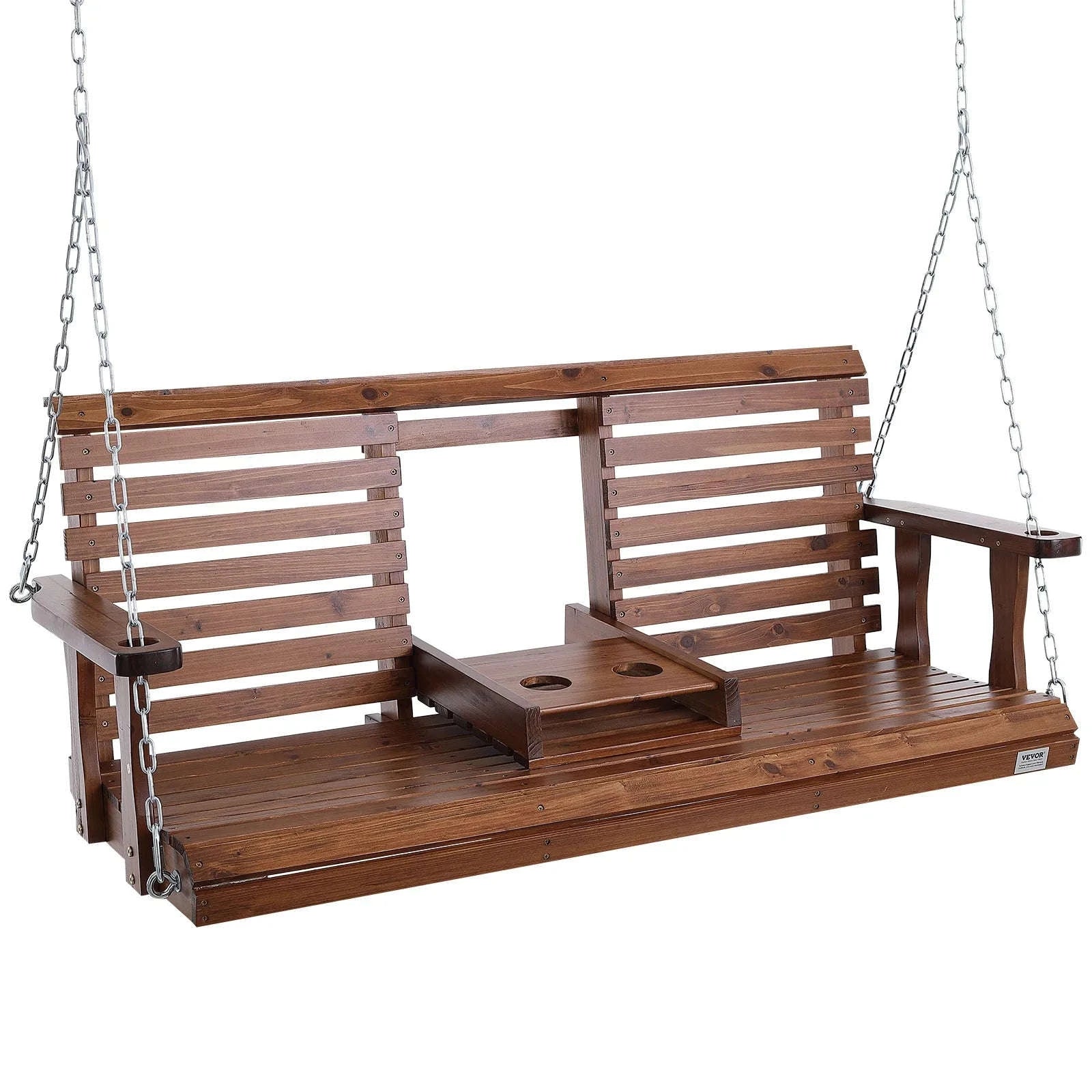 Wooden Porch Swing 5 ft Patio Bench with Steel Chains-brown 5ft / CZECH REPUBLIC