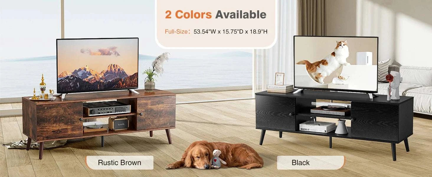 Wooden TV Stand with Storage for Up to 60 Inch TVs-Brown / United States