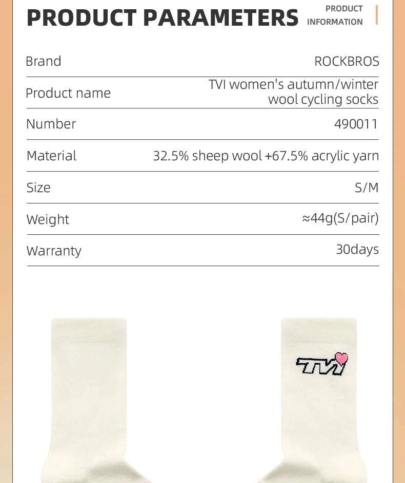 Wool Cycling Socks Moisture-Absorbing Warm Socks for Riding & Hiking-490011 / S(EUR 35-38)