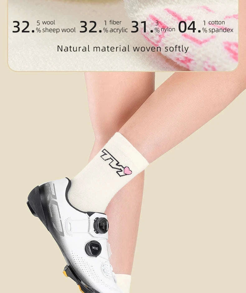 Wool Cycling Socks Moisture-Absorbing Warm Socks for Riding & Hiking-490011 / S(EUR 35-38)