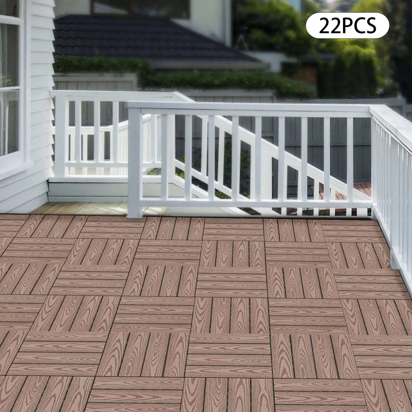 WPC Interlocking Deck Tiles for Patio & Balcony-Coffee / GERMANY