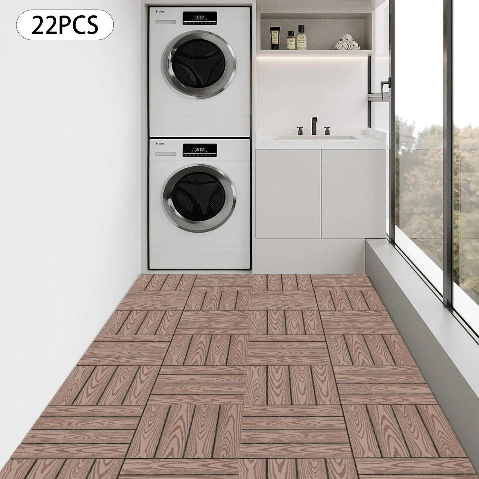 WPC Interlocking Deck Tiles for Patio & Balcony-Coffee / GERMANY