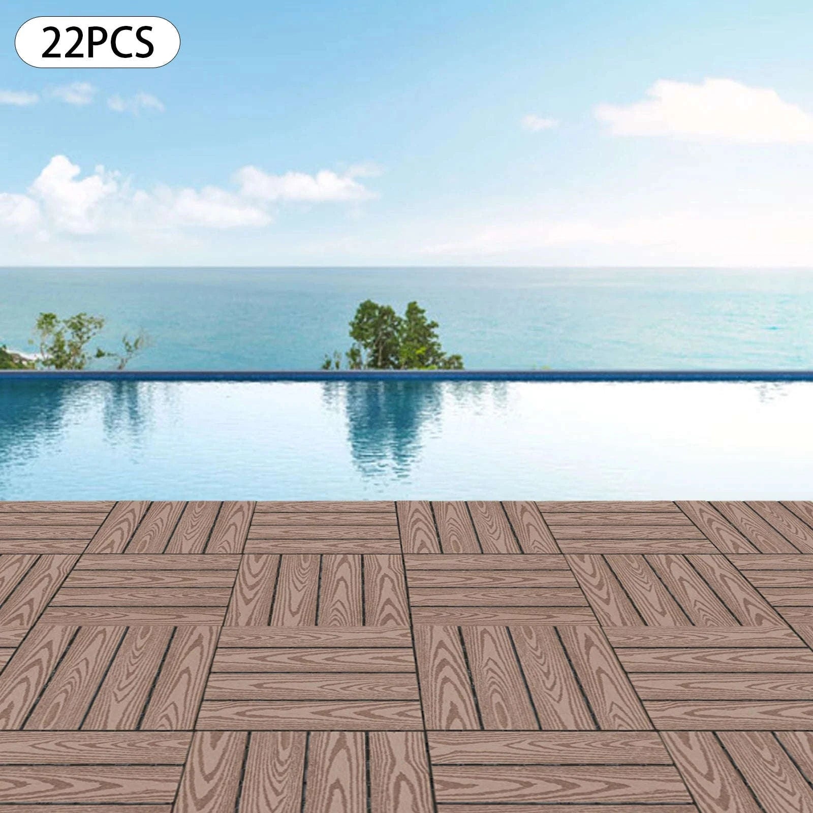 WPC Interlocking Deck Tiles for Patio & Balcony-Coffee / GERMANY