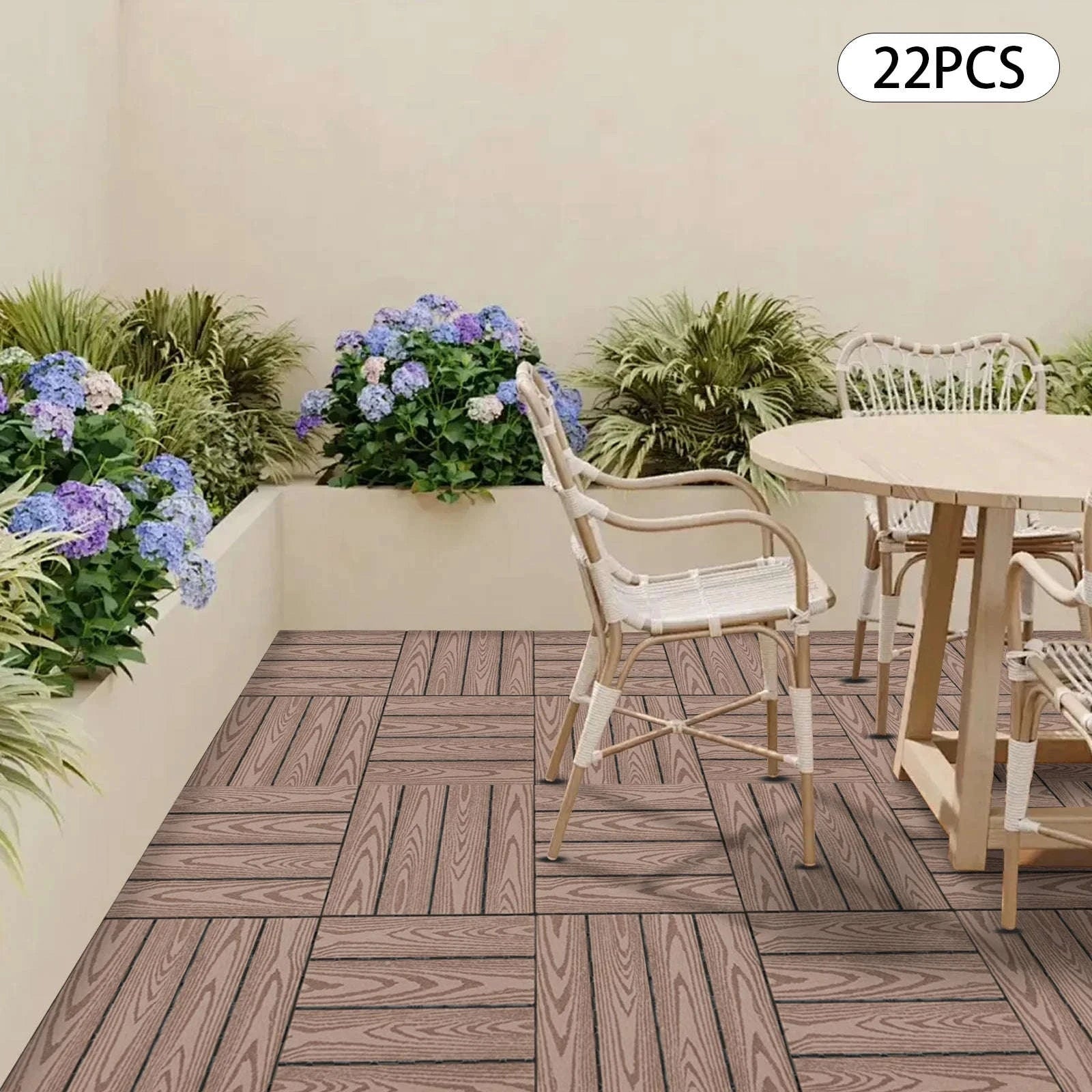 WPC Interlocking Deck Tiles for Patio & Balcony-Coffee / GERMANY