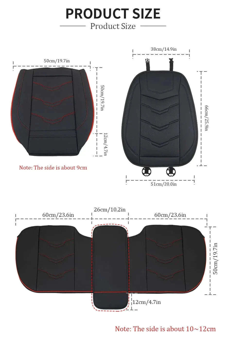 Wrapped Car Seat Cover PU Leather Breathable Seat Protector-black rear 1pc
