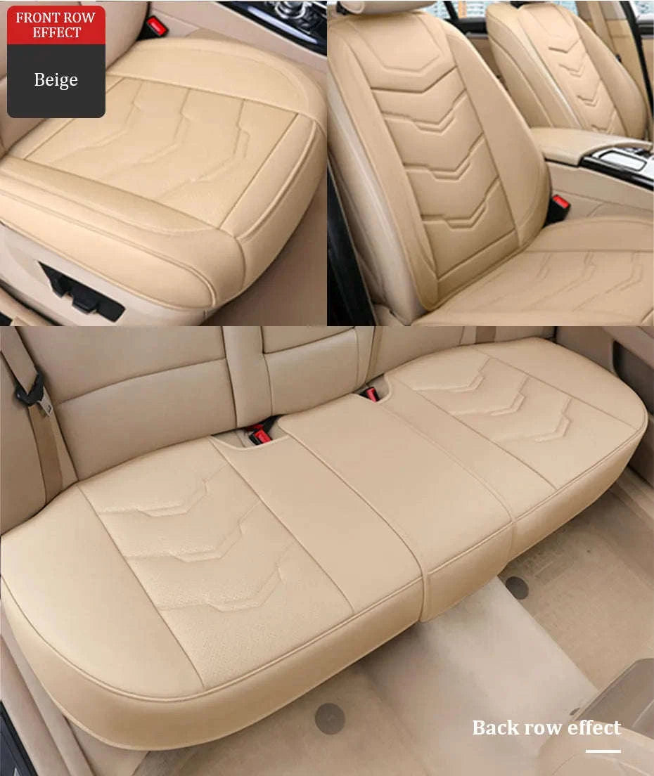 Wrapped Car Seat Cover PU Leather Breathable Seat Protector-black rear 1pc