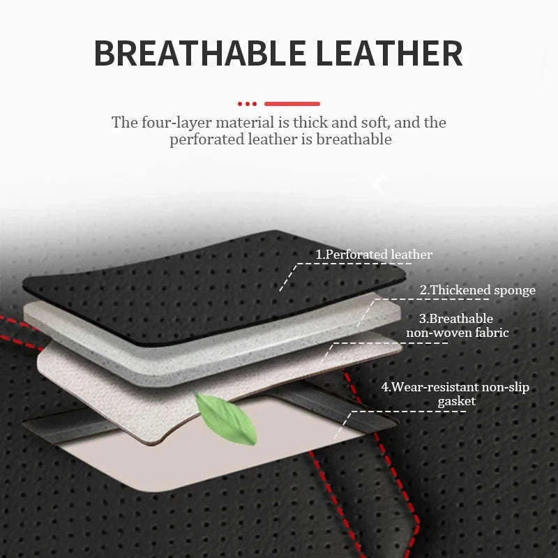 Wrapped Car Seat Cover PU Leather Breathable Seat Protector-black rear 1pc