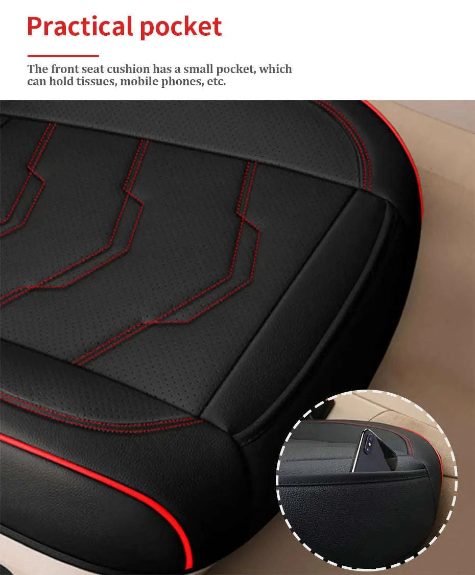 Wrapped Car Seat Cover PU Leather Breathable Seat Protector-black rear 1pc