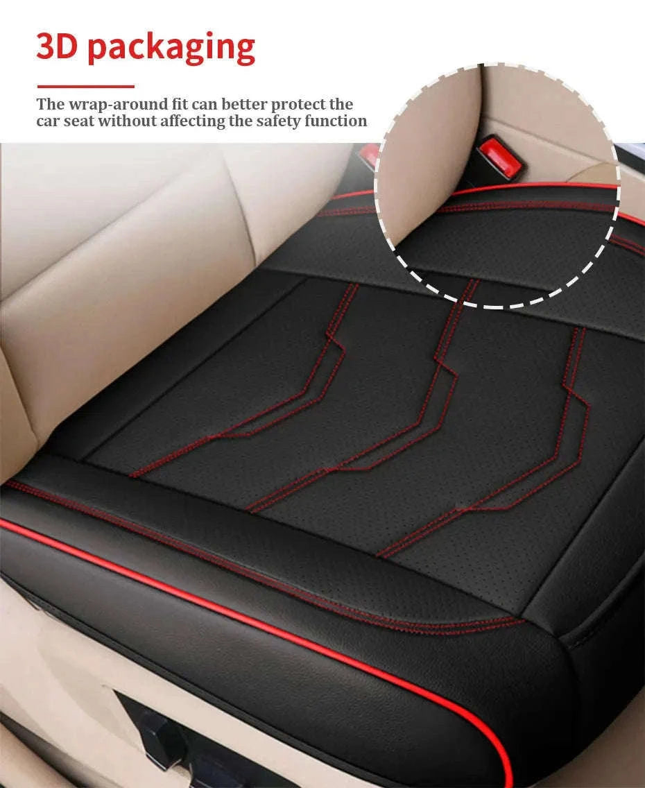 Wrapped Car Seat Cover PU Leather Breathable Seat Protector-black rear 1pc